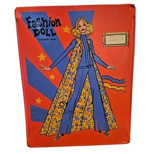 Vintage Fashion Doll Wardrobe Trunk 1970s Retro Doll Mod Preppy Barbie Ken